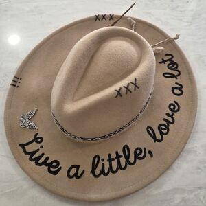 SONOMA  Wool Wide Brim Hat with Painted Design Handcrafted